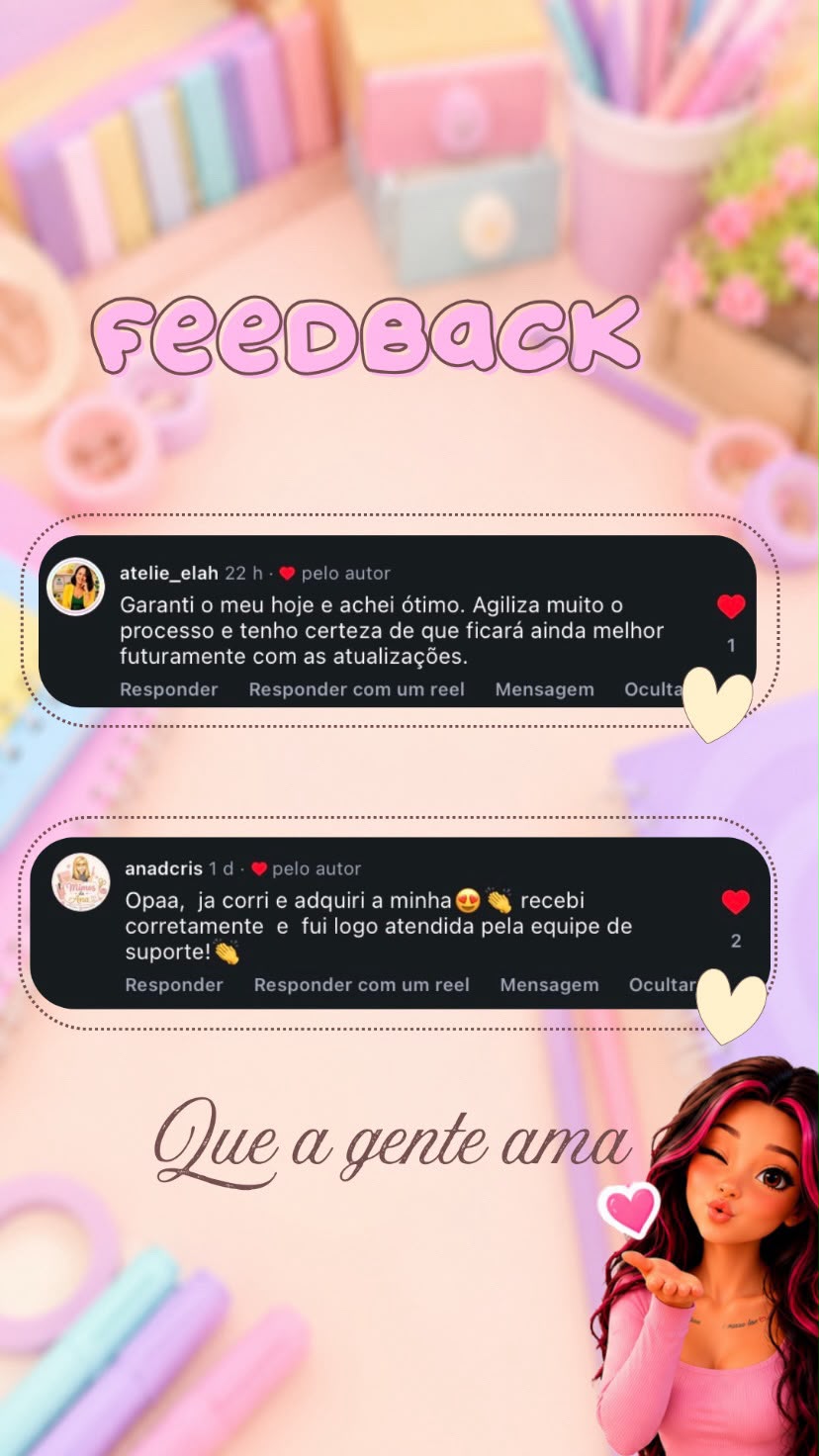 Feedbacks reais de clientes no Instagram da Meell Criativa
